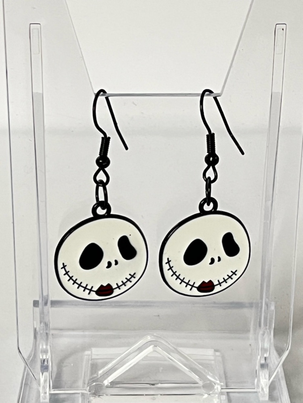 Handmade Jack Skellington Enamel Dangle Earrings